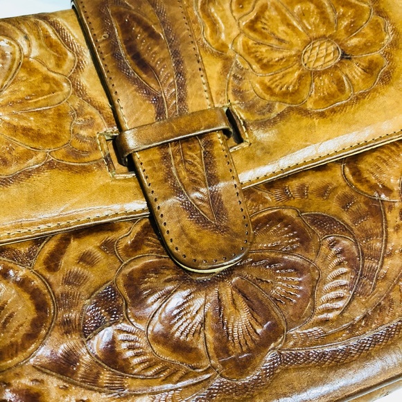 Vintage Leather Handmade Flower Patchwork Shoulder Bag main image 0